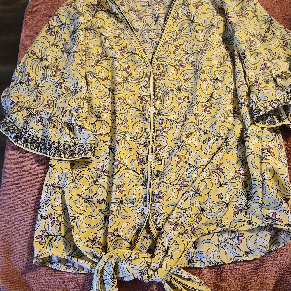 Max Studio Yellow and Purple Floral Blouse